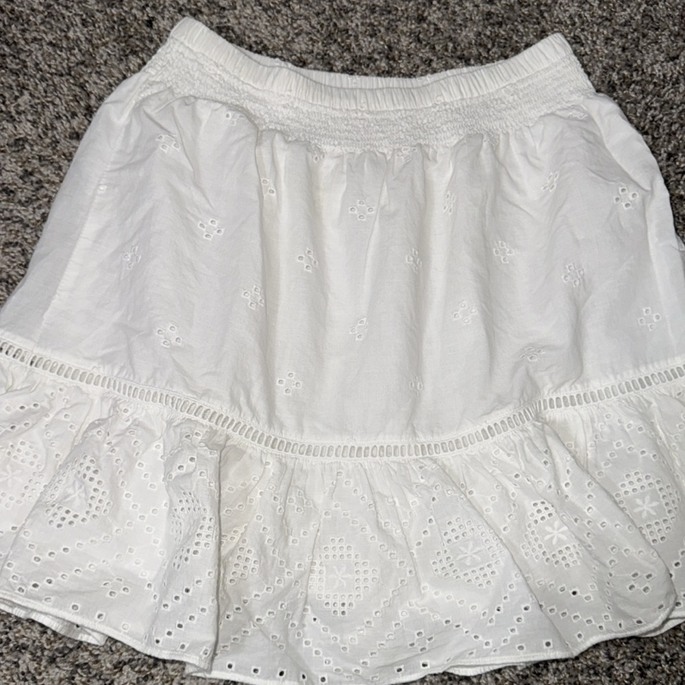 Madewell Embroidered Smock-Waist Ruffle Mini Skirt size XXS - Picture 7 of 9
